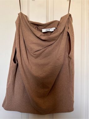 ASTR Soft Cowl Neck Brown Off the Shoulder Top